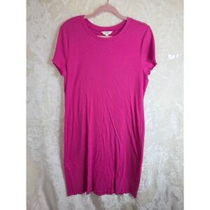 Terra & Sky Pink Ribbed Lettuce Edge T-Shirt Dress Womens 0X 14W TS24100108819